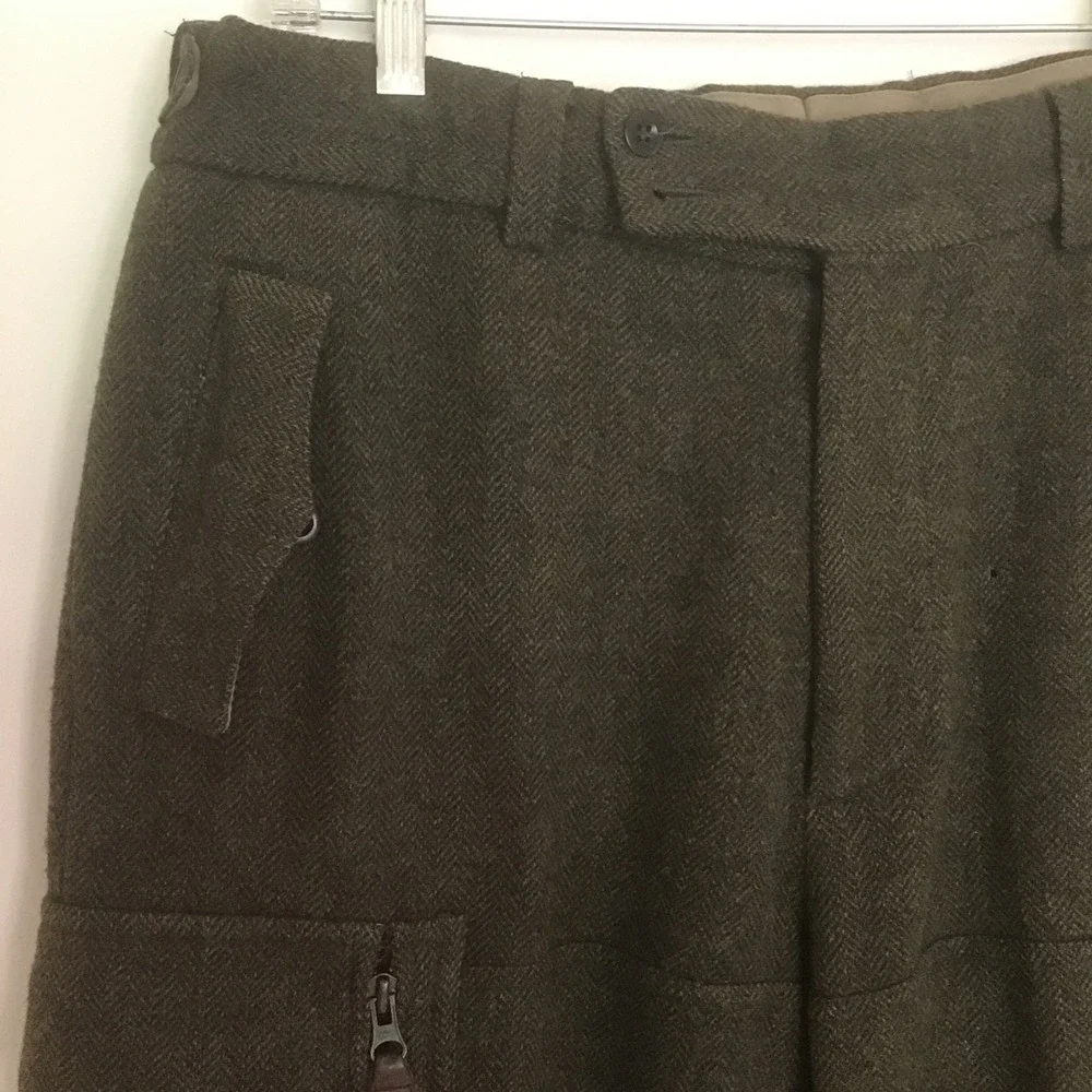 Polo Ralph Lauren 36x34 Wool Herringbone Cargo Field Pants Olive Green AS IS